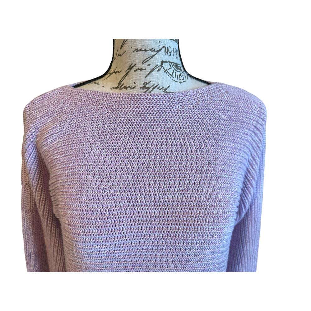 *SOLD* Talbots Lavender Petites 100% Pima Cotton Sweater Size MP ComfyChic Quiet - Picture 2 of 9
